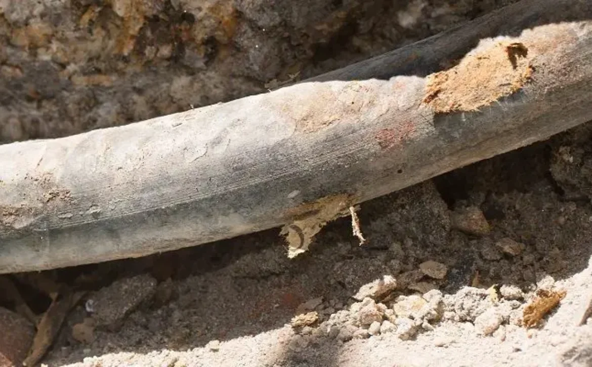 Corroded lead pipe