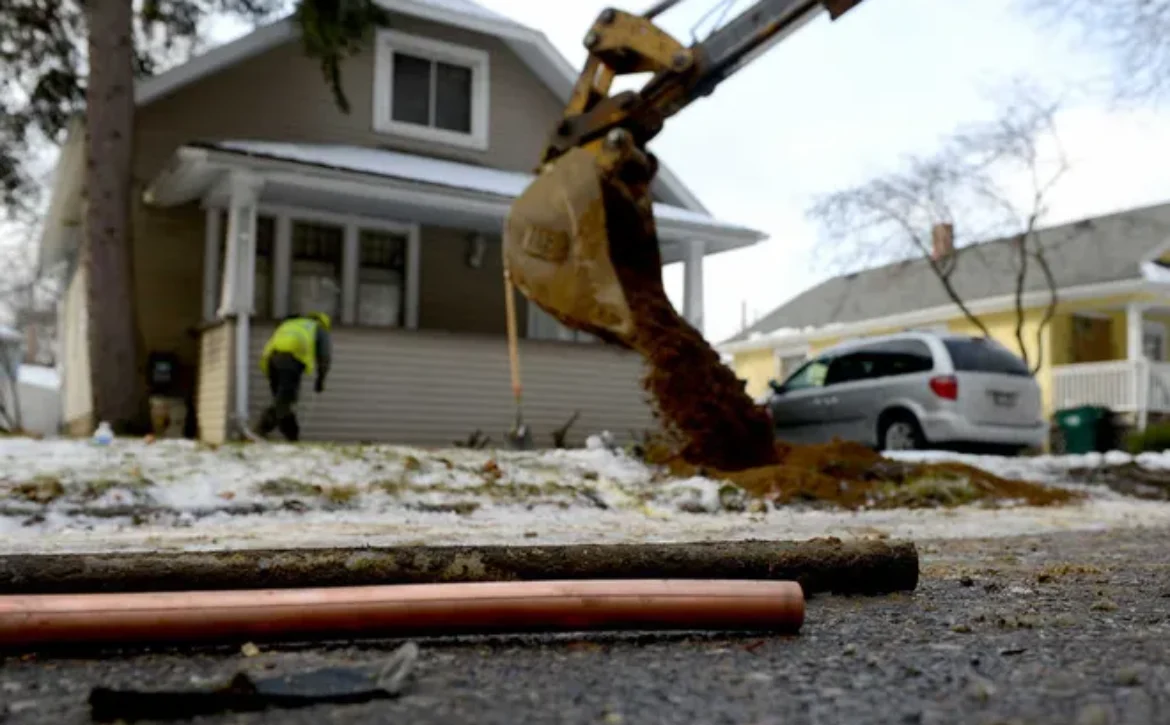 Lead service line replacement in a neighborhood