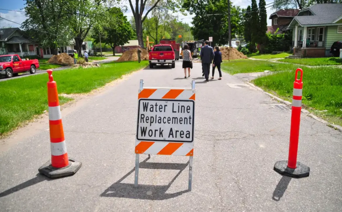 Water line replacement work area